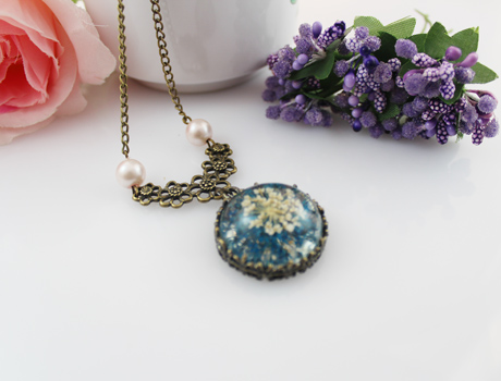 28MM Resin Real Flower Necklace