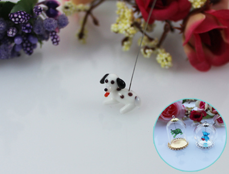 15x11MM Spotted Dog With Hanging Iron Wire 