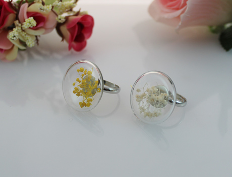 27MM Flat Bubble Liquid Rings With Dry Flower Inside(Mixed Colors)
