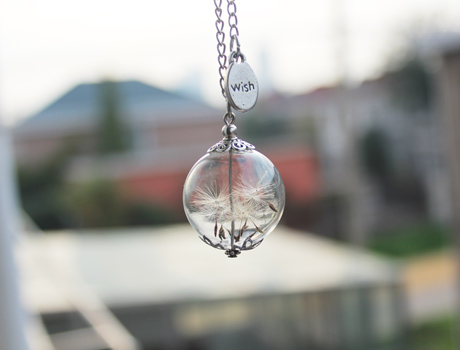25MM Dandelion Real Seed Glass Bulb Wish Necklace