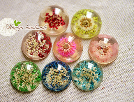 20MM Round Real Flower Necklace pendant (Mixed colors)