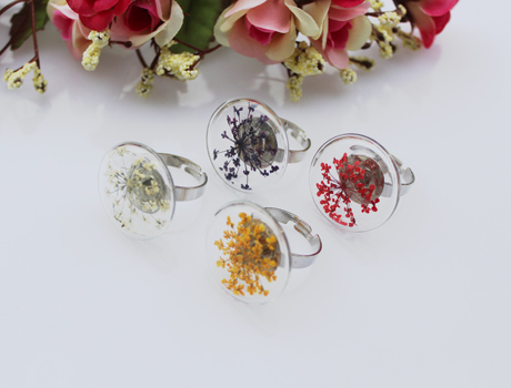  27MM Flat Bubble Liquid Rings with dry flower inside