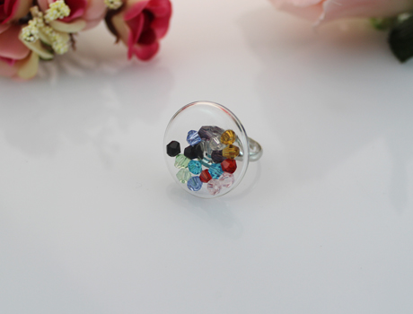 27MM Flat Bubble Liquid Rings with crystal lemon beads inside