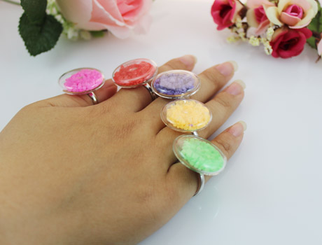 27MM Flat Bubble Liquid Rings with Stone stuffing inside(Mixed Colors)