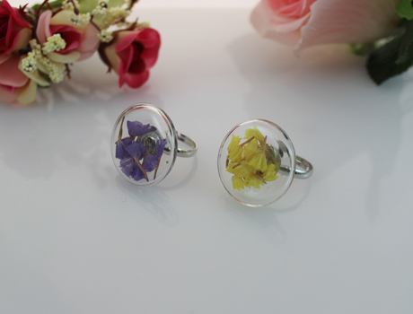 27MM Flat Bubble Liquid Rings with dry flower inside