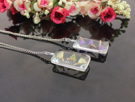 19X38MM Real Pressed Flower Necklace