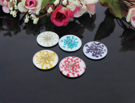 25x25MM Round Real Pressed Flower Necklace Pendnat