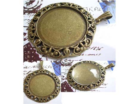25mm Antique Bronze Round Cameo Cabochon Base Settings