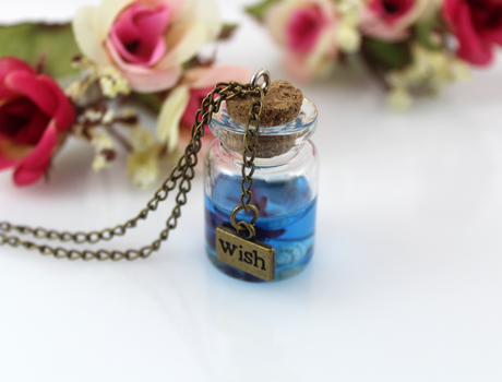 32X22MM Glass jar Necklace with Wax Oil Inside