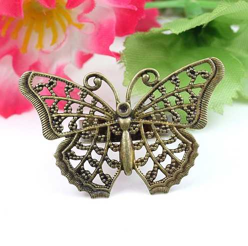 Antique Bronze Brass Butterfly Ring Base