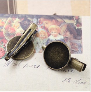 18MM Antique Bronzed Blank Hair Clip with Round Bezel Cup 