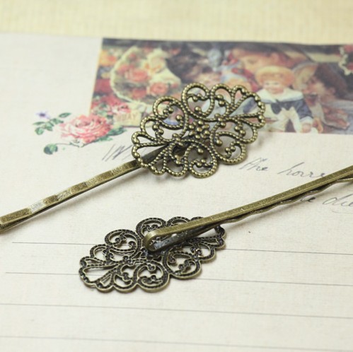 20X30MM Antiqued Bronze Ornate Oval Hair Clips Bobby Pins