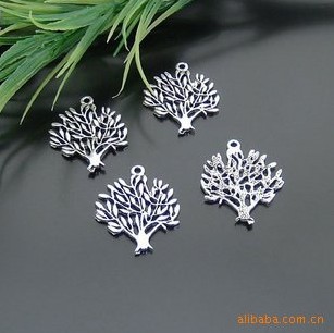 30X25MM Antique Silver Plated Brass Tree Charms