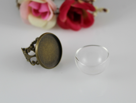 20MM Clear Glass Globe Bottle Ring Setting