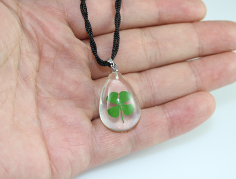 24X17MM Real Four Leaf Clover Necklace