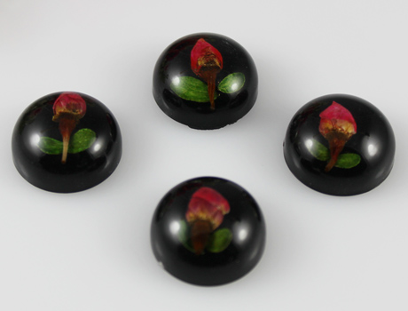 20mm Round Black Real Mini Rose pendant