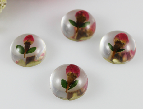 20mm Round Clear Real Mini Rose pendant