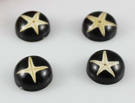 20mm Round Black Starfish pendant