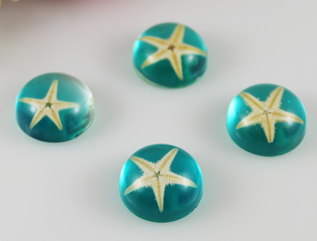 20mm Round Blue Starfish pendant