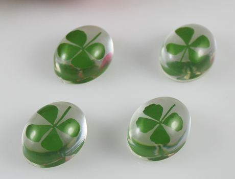 18X23mm Oval Clear Four leaf clover pendant