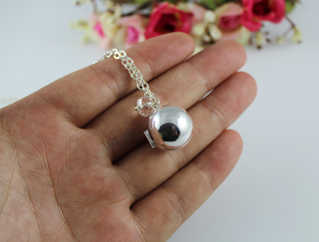 18MM Silver Ball Locket Necklace