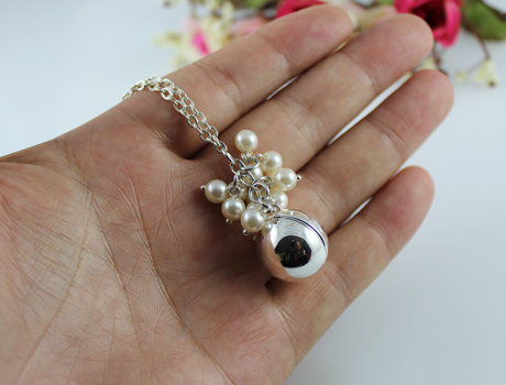 18MM Vintage Silver Plated Sphere Ball Locket Necklace