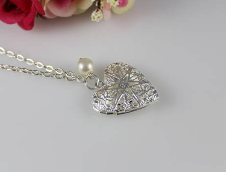 15MM Silver Heart Locket Necklace