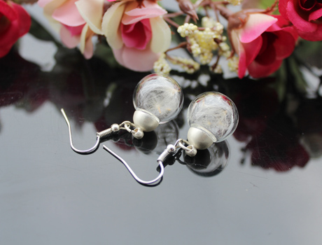 16MM Glass Bubble Dandelion earrings