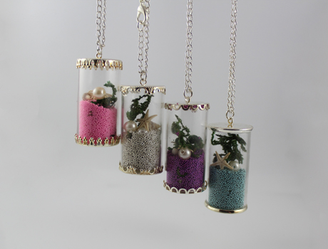 40X20MM Natural Beach in a Glass Tube Necklace