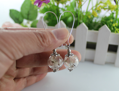 16MM Glass globe Dandelion Seed earrings