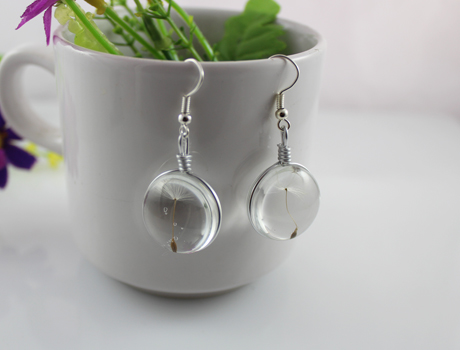 20MM Glass Round Dandelion Seeds earrings