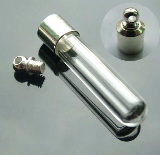 6MM Round Bottom Tube With Preglued Silver-plated screw caps(about 28MM Long)