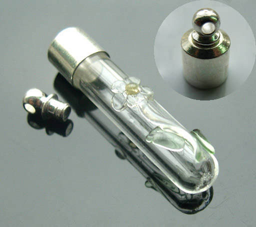 6MM Tube Flower (Preglued silver-plated screw caps)