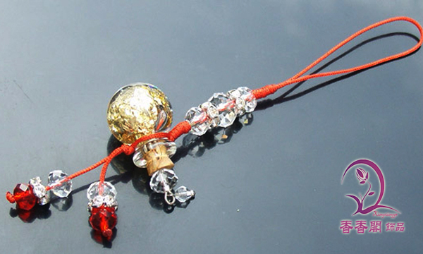 Murano Glass Perfume Cellphone Strap With Gold Foil Inside