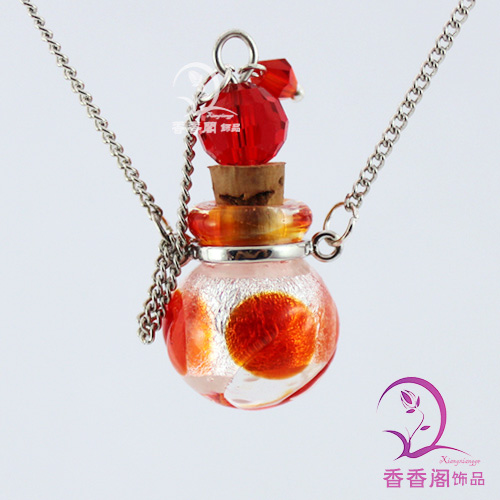 Murano Glass Perfume Necklace Amber Ball 