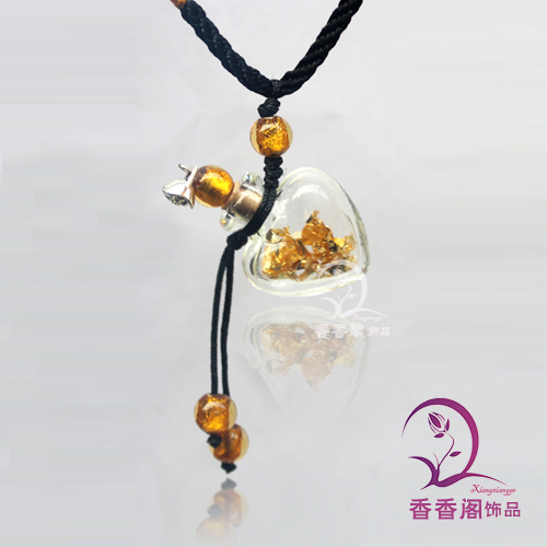 Murano Glass Perfume Necklace With Gold Foil Inside(with cord)