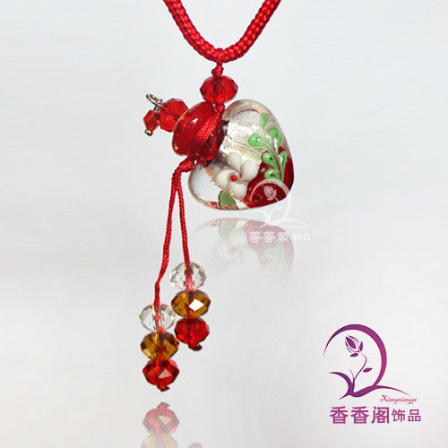 Luminous Murano Glass Perfume Necklace Heart (with cord)