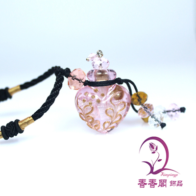 Murano Glass Perfume Necklace Heart (with cord)