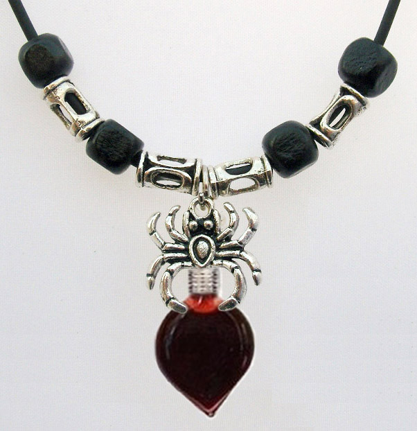 Blood Vial Heart Necklace with Spider
