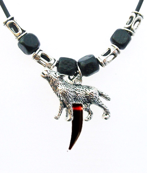 Blood Vial Heart Necklace with Wolf