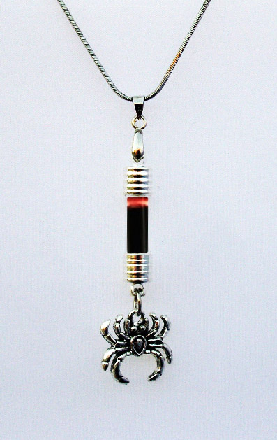 Blood Vial necklace with Spider(With Necklace Chain)