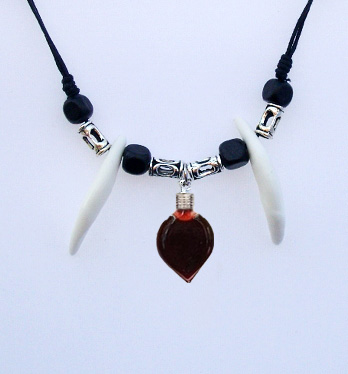 Blood Vial Heart Necklace with 2 ivories