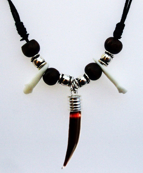 Blood Vial Fang Necklace with 2 ivories