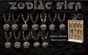 Zodiac Leather Necklace Kit(sold in per package of 12 pcs, assorted designs)