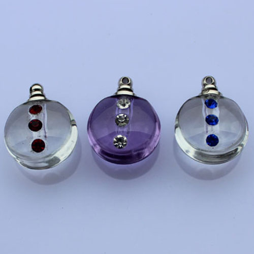 Crystal Rhinestone Perfume Vials Round(23x18MM,assorted colors)