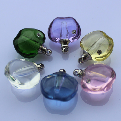 Crystal Rhinestone Perfume Vials Apple(21x13MM,assorted colors)