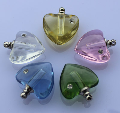 Crystal Rhinestone Perfume Vials Flat Heart(21x13MM,assorted colors)