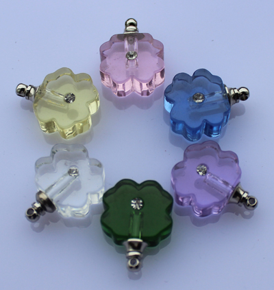 Crystal Rhinestone Perfume Vials Lucky Clover(21x13MM,assorted colors)