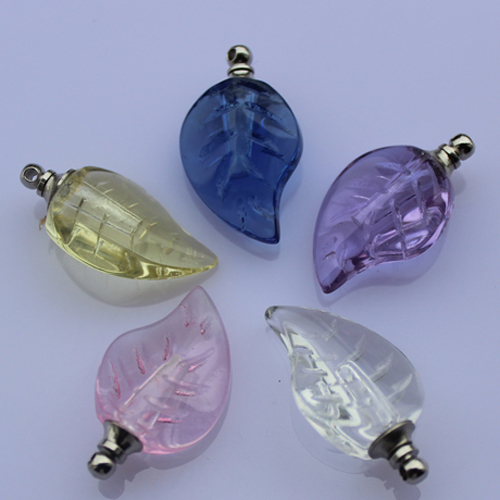 Crystal Plain Perfume Vials Leaf (16x19MM,assorted colors)