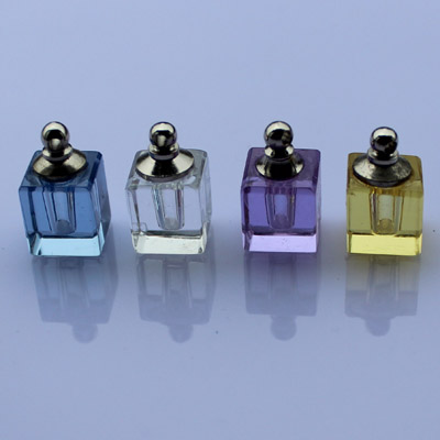 Crystal Plain Perfume Vials Square(16x19MM,assorted colors)